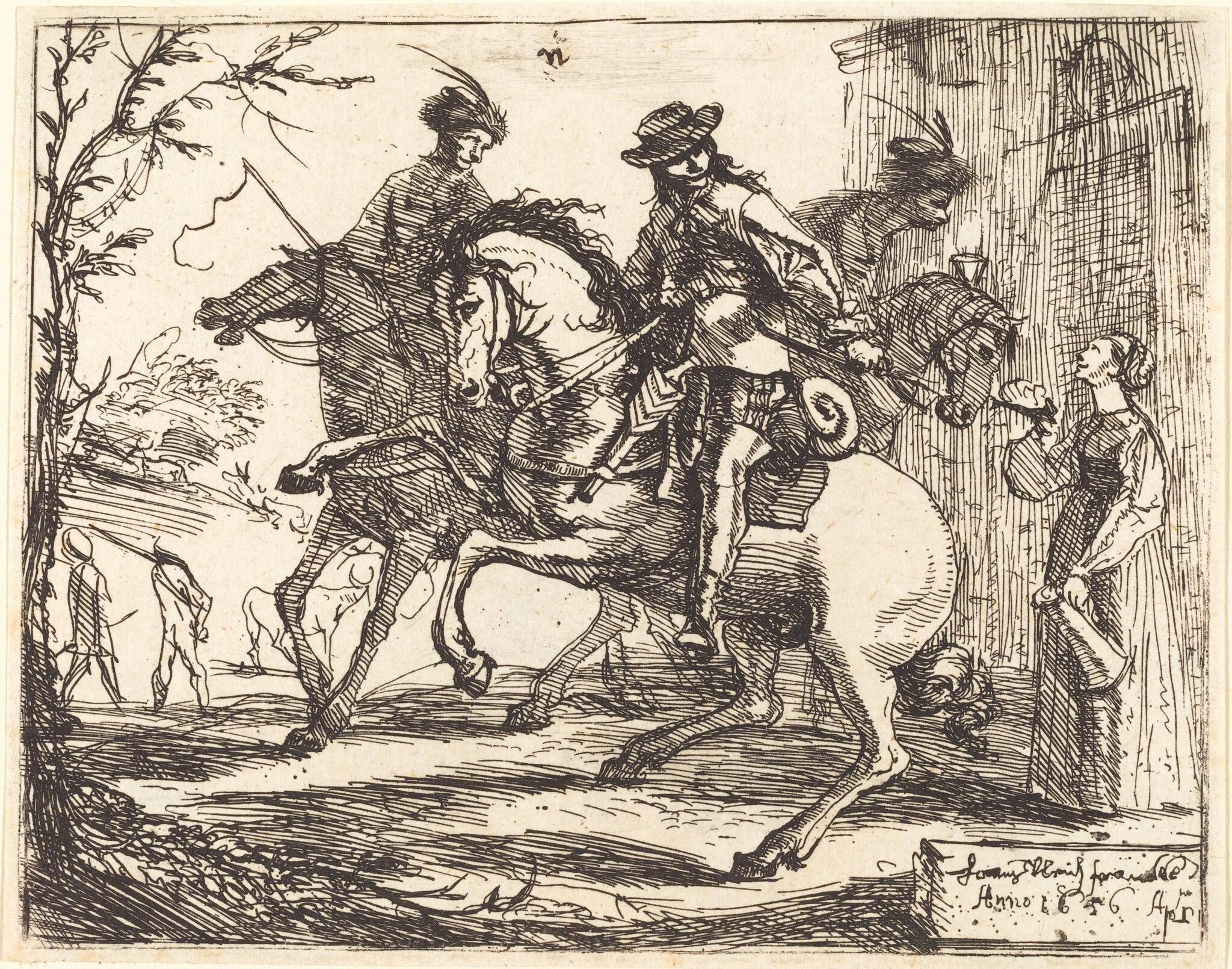 Three Riders before an Inn