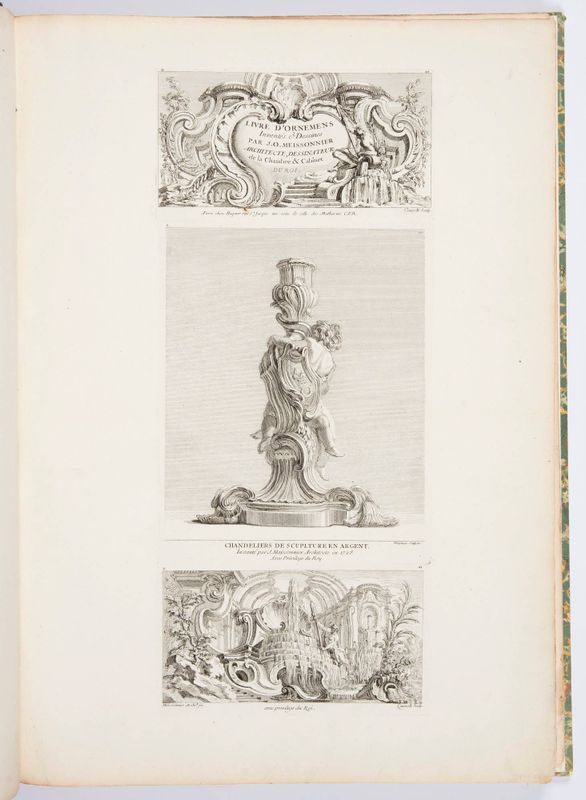 Chandeliers de Sculpture en Argent, pl. 10, in Oeuvre de Juste-Aurèle Meissonnier