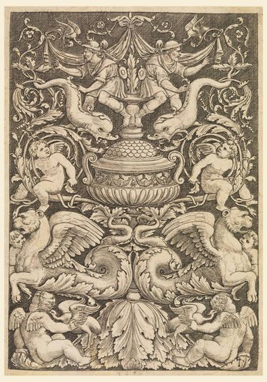 Grotesque with Dolphins and Winged Lions