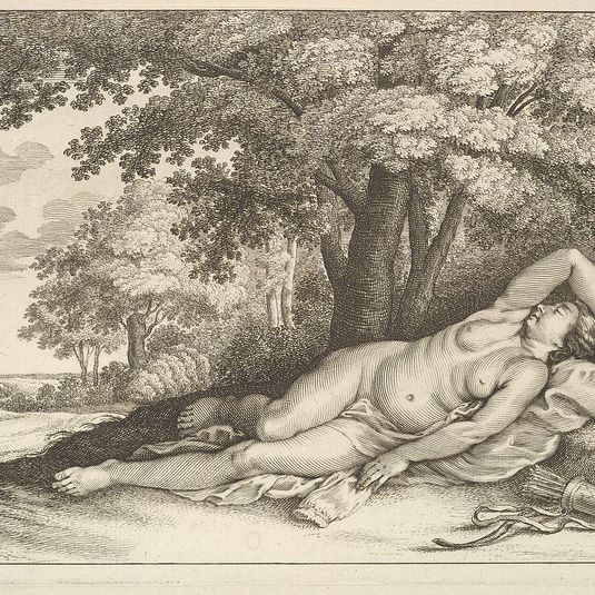 Sleeping figure of Diana the huntress