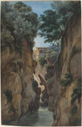 View of a Waterfall through a Ravine