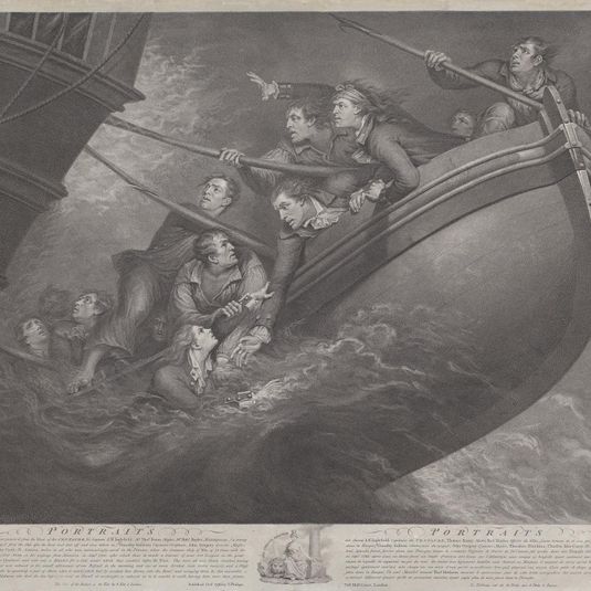 Portraits Painted from Life, Representing Capt. Englefield with Eleven of his Crew Saving Themselves in the Pinnace, from the Wreck of the Centaur, of 74 Guns, Lost Sept. 1782