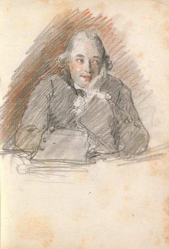 Head and Shoulders of a Man Seated at a Table, Resting His Head on His Left Hand