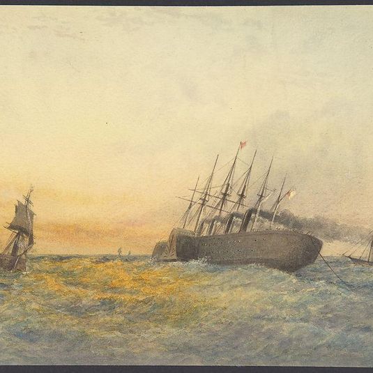 The Great Eastern Under Weigh, July 23rd, 1865: Escort and other Ships, H.M.S. Terrible, H.M.S. Sphinx, The Hawk and Revised: The Caroline