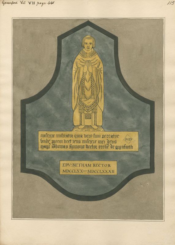 Brass Plate for Thomas Symons from Greenford Church
