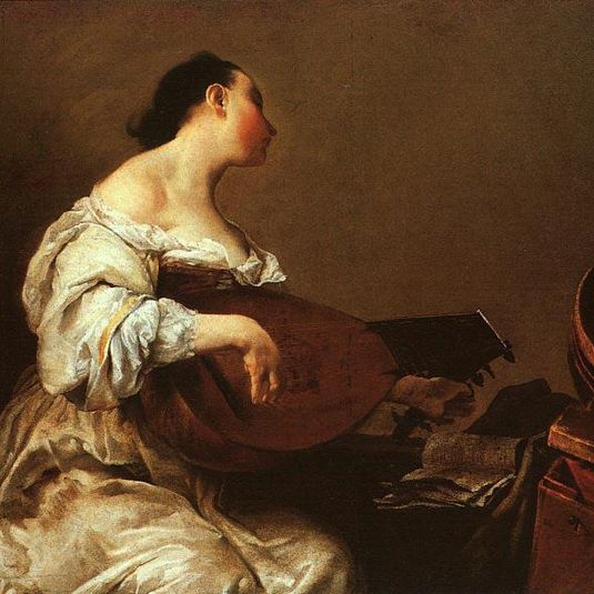 Woman Playing a Lute