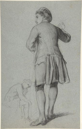 Study of a standing man knocking; sketch of a sitting man