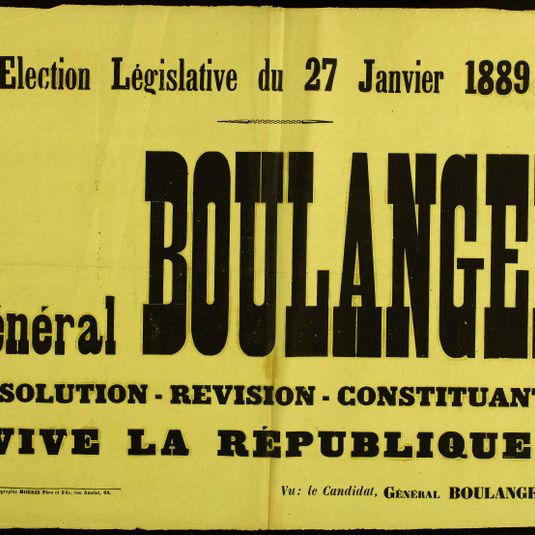 Election législative du 27 Janvier 1889/ Général BOULANGER/ DISSOLUTION - REVISION - CONSTITUANTE/ VIVE LA REPUBLIQUE