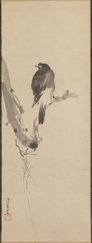 Myna on a Branch [left of a triptych of Scholar with Heron and Myna]