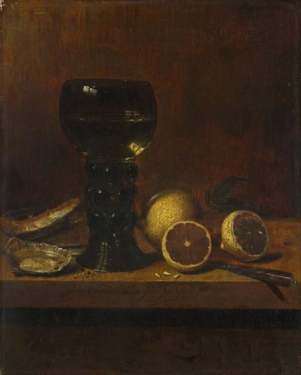 Still Life: A Goblet of Wine, Oysters and Lemons