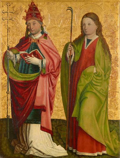 Sts Gregory and Agatha; Sts Erasmus and Barbara (reverse) (right wing of the Pretschlaipfer Triptych)