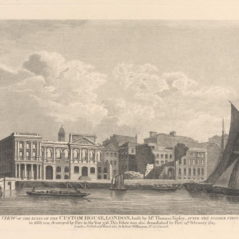 South View of the Custom House after the Fire of 14th February 1814