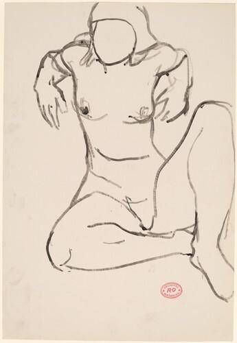 Untitled [seated female nude with her elbows raised behind her]