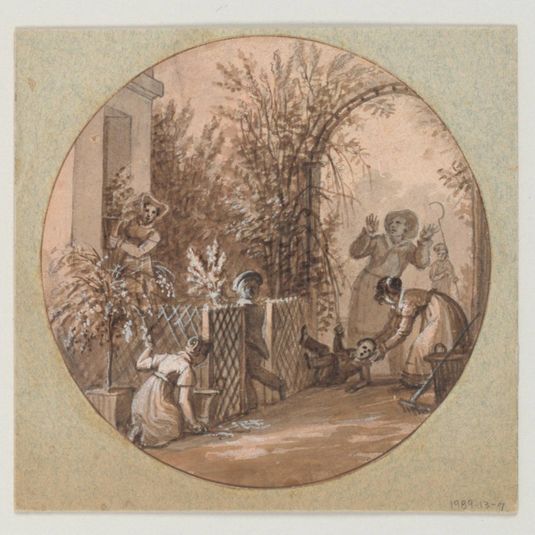 Design for a Painted Porcelain Plate, Garden Scene from the Service de la Culture des Fleurs (Flower Cultivation Service)