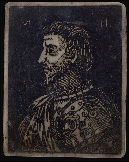 Bust of a Bearded Man with Ornate Breastplate Facing Left