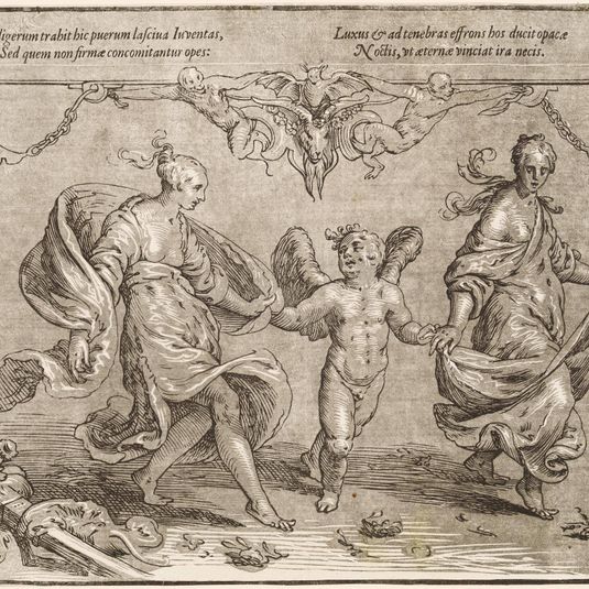 Cupid Dancing with Two Allegorical Women