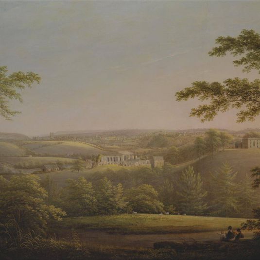 Easby Hall and Easby Abbey with Richmond, Yorkshire in the Background