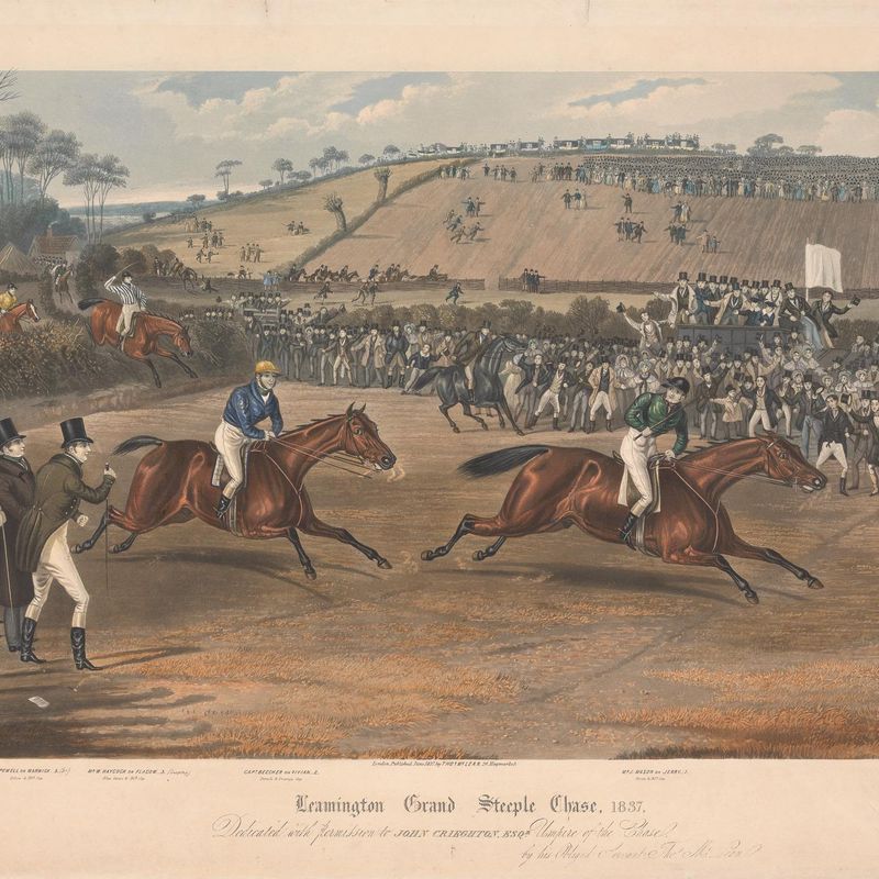 One of a set of four: Leamington Grand Steeple Chase... 1837. Plate 4. Marqs of Waterford on Monarch...