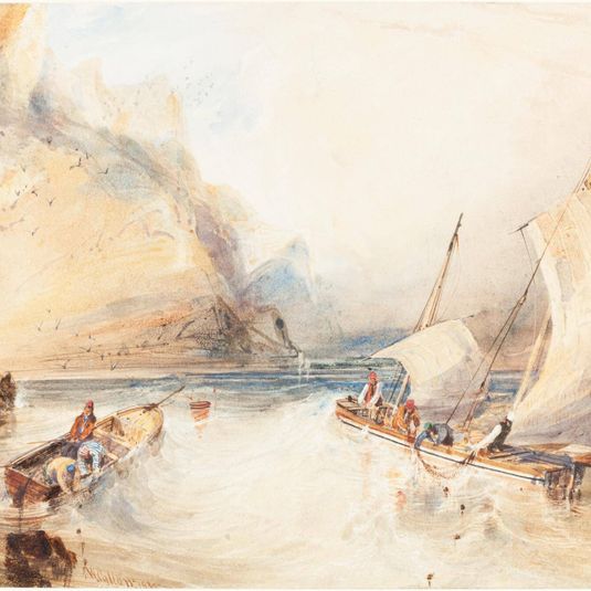 French Fishing Boats off a Rocky Coast