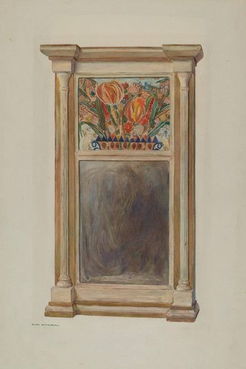 Looking Glass with Decorated Glass Panel
