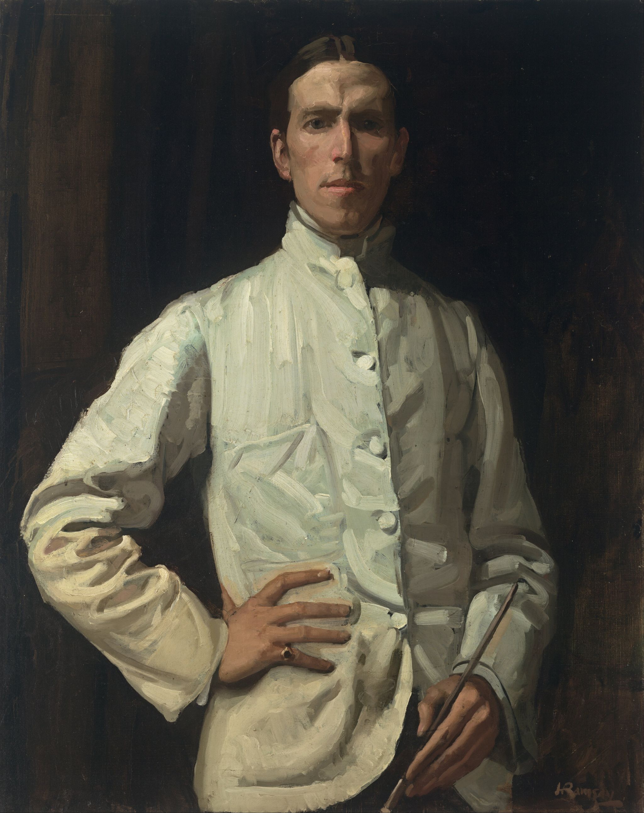 Self-portrait in white jacket