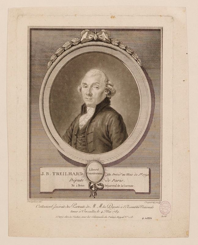J.B. Treilhard. Elu Présid(t) au mois de J(et) 1790 / Député de Paris [...].