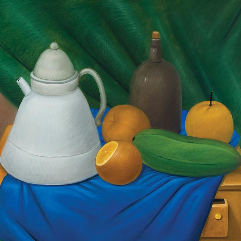 Still Life with Green Curtain