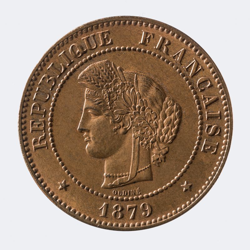 Pièce de 5 centimes en bronze de la IIIe République, 1879