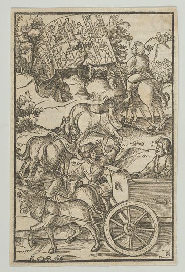 The Virtuous Man on a Chariot on his Way to Heaven, from Hymmelwagen auff dem, wer wol lebt...
