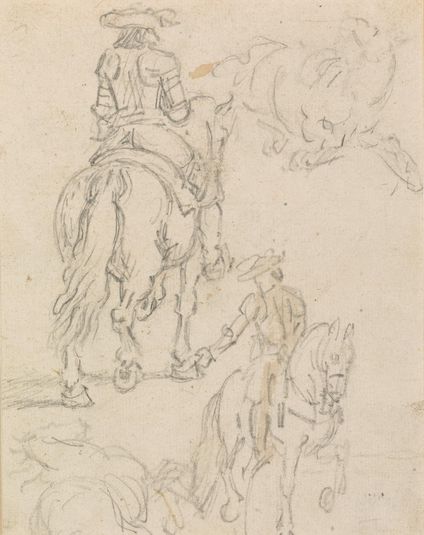 A Rider in Armor, and Two Horses Lying Down