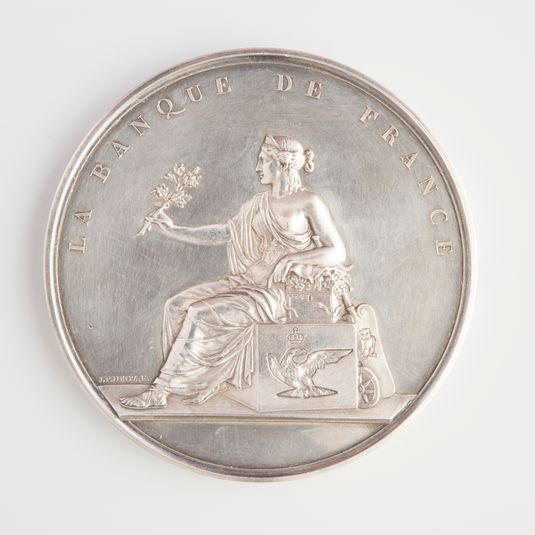 Médaille décernée à Amiel par la Banque de France pour avoir assuré la défense lors de la Commune, 1871