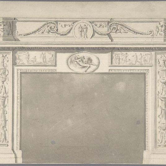 Design for a Classical Chimneypiece with Rams Heads, and Leda and the Swan.