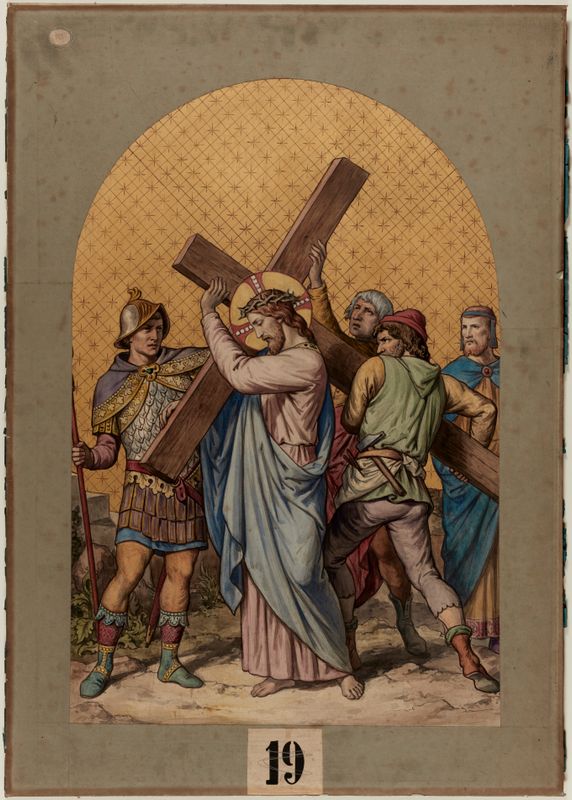 Etude pour le chemin de croix de l'église Notre-Dame-de-la-Croix : Station II : Jésus est chargé de sa croix