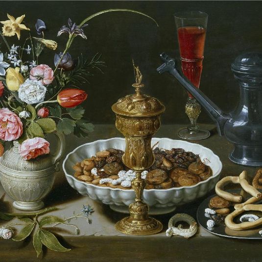 Still Life with Nuts, Candy and Flowers