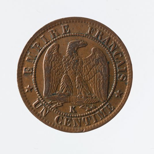 Pièce de 1 centime en cuivre de Napoléon III, 1862