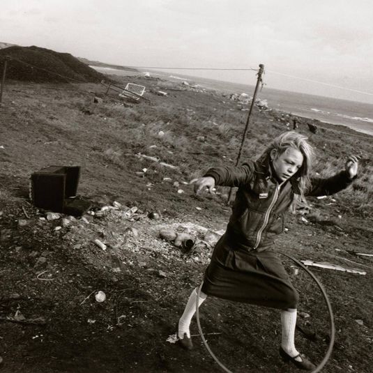 Helen and her hula-hoop, Seacoal Beach Camp, Lynemouth, Northumberland