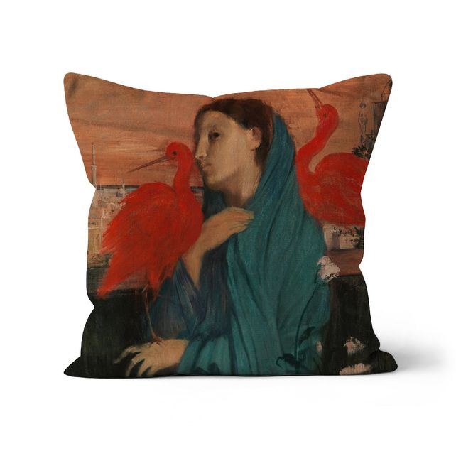 Young Woman with Ibis, Edgar Degas Cushion Smartify Essentials