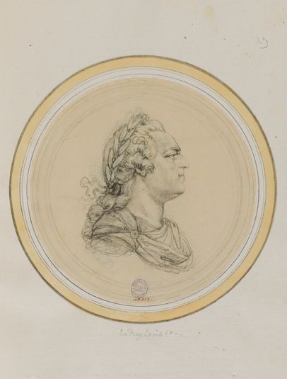 Portrait de Louis XV, lauré, profil à droite