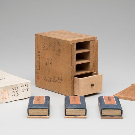Set of Miniature Painting Albums
Japanese miniature painting album (3) in designed wooden box