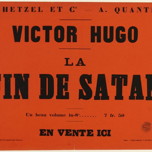 Affiche pour la publication de "La Fin de Satan"