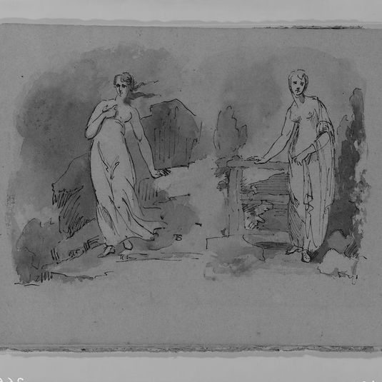 Two Woman in Classical Dress, Outdoors (from Sketchbook)