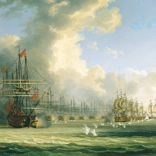 The beginning of the battle in the Chios Strait on June 24th, 1770