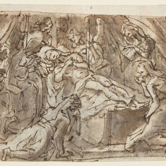 Recto: Lamentation over the dead Christ; Verso: Zeuxis painting Helen of Troy
