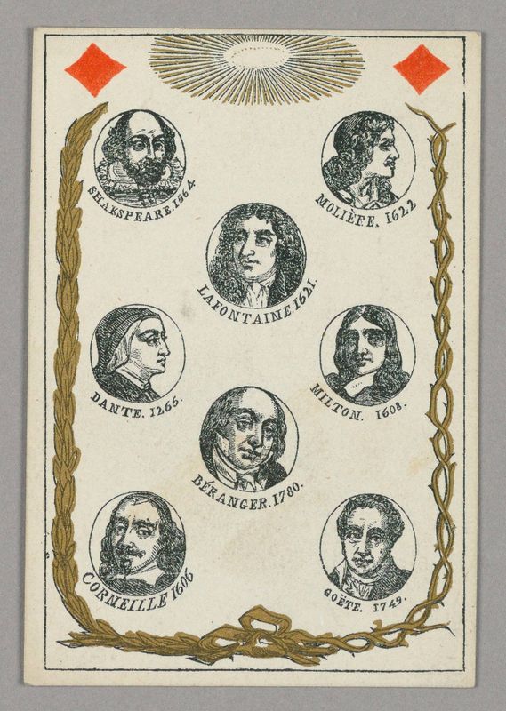 Great Writers, Playing Card from Set of "Cartes héroïques" or "Des grands hommes"