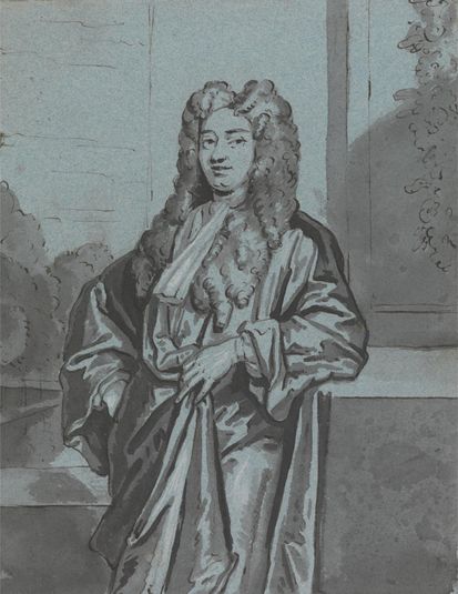 A Gentleman or A Cleric wearing a Long Gown and Bands