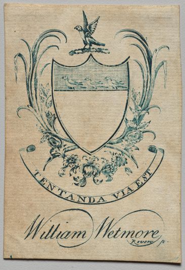 Bookplate:  Coat of Arms with William Wetmore inscribed below