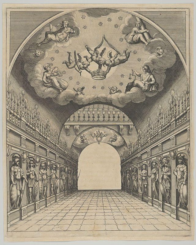 Great hall, from 'Éloges et discours sur la triomphante réception du Roy en sa ville de Paris ...' by Jean-Baptiste de Machault