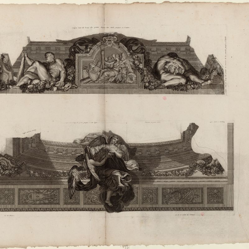 Les peintures de Charles Le Brun et d'Eustache Le Sueur de l'hôtel Lambert. La Galerie d'Hercule, Hercule étouffant le lion de Némée et vainqueur de l'hydre de Lerne.