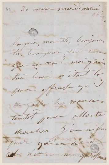 Juliette Drouet à Victor Hugo, 30 mars mardi matin 9h 1/2 1847