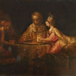 Artaxerxes, Haman and Esther by Rembrandt